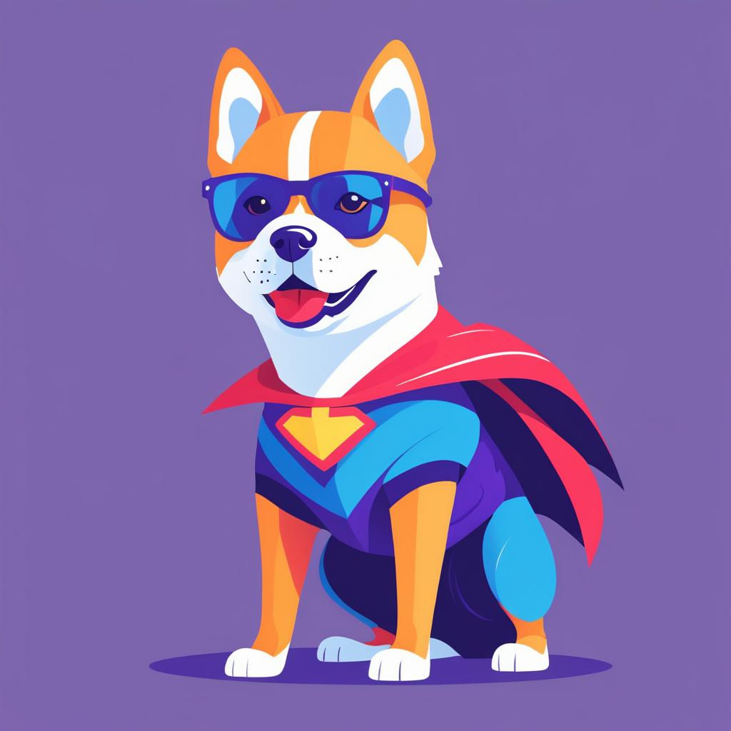 Vibrant Superhero Dog Illustration