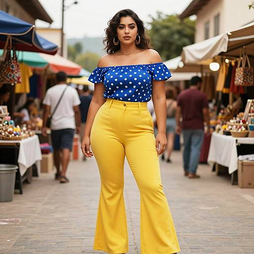 Curvy Woman in Vibrant Bazaar Scene