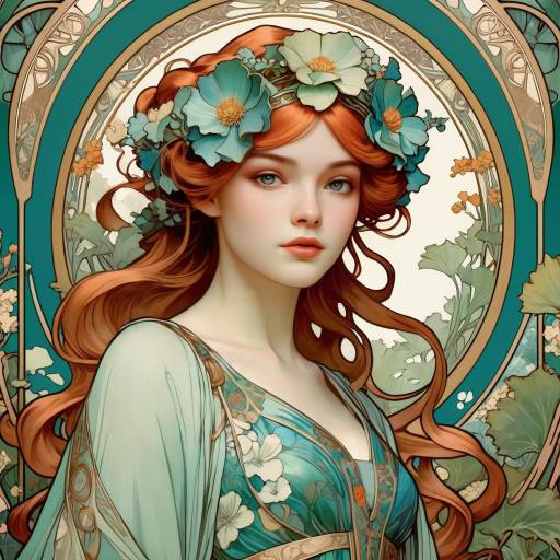Ethereal Woman in Art Nouveau Garden Ethereal Woman in Art Nouveau Garden