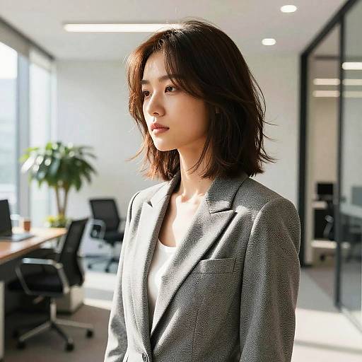Wispy Fringe Hairstyle in Office