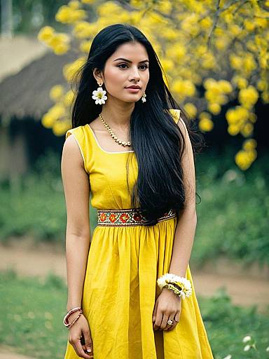 Elegant Girl in Yellow Cotton Churidar