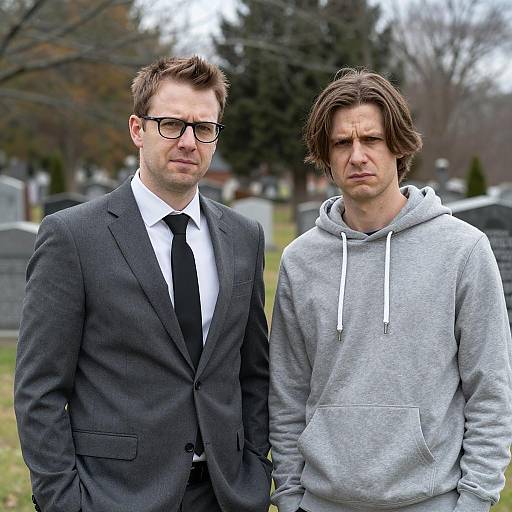 Two Men in a Cemetery Setting