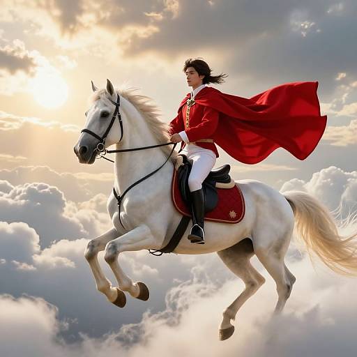 Regal Rider Soaring on White Horse