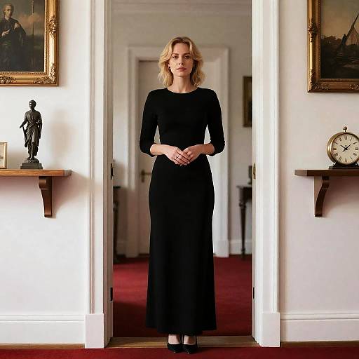 Elegant Woman in a Stylish Hallway