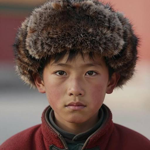 Serious Young Boy Portrait in Warm Light