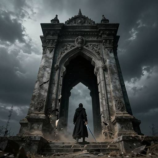 Haunting Scene of Shattered Tower