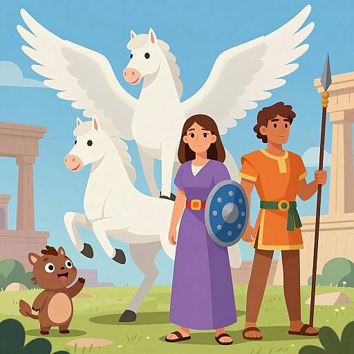 Mythological Scene with Winged Horses