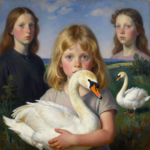 Child with Albino Swan in Dream