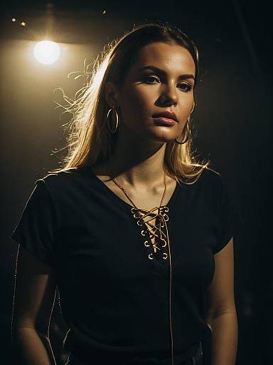 Portrait of Woman in Casual Chic Black Top