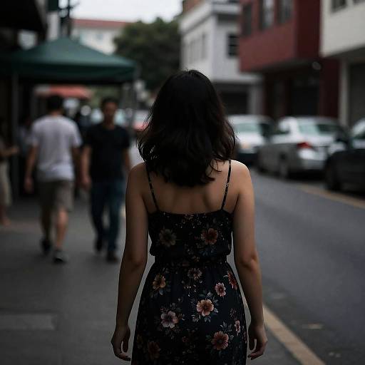 Silhouetted Woman in Urban Street Scene