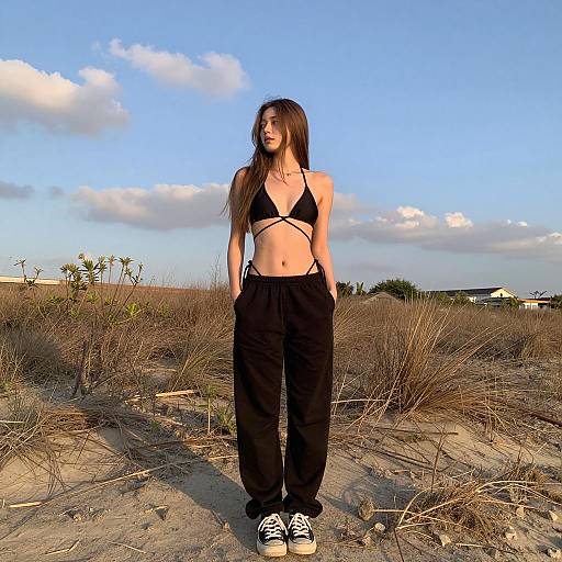 Young Woman at Sunset in Nature