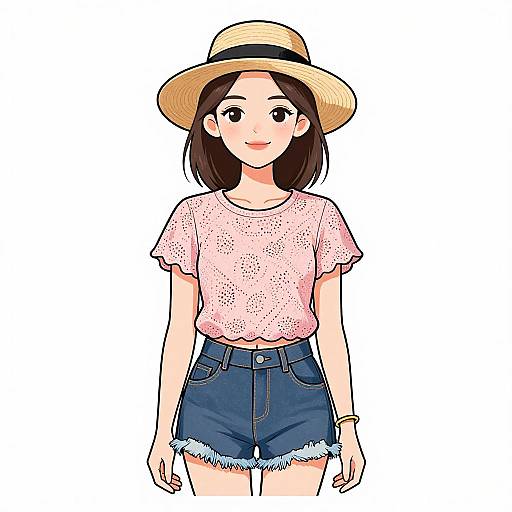 Smiling Woman in Summer Casual Outfit