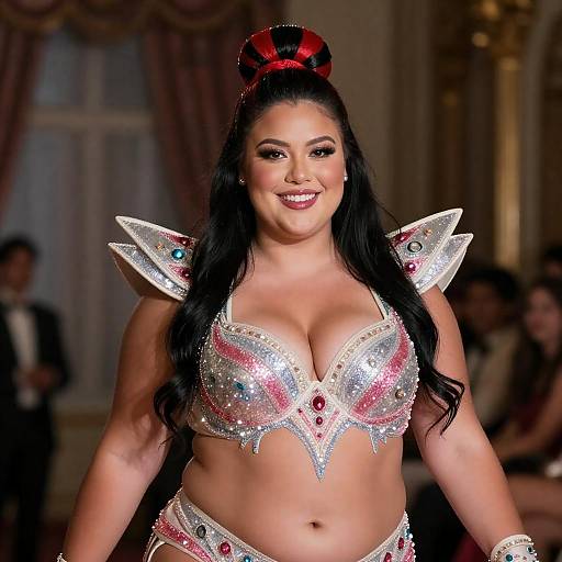 Plus-Sized Woman in Glittery Costume