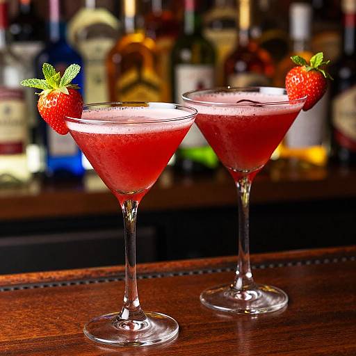 Vibrant Red Cocktails with Fresh Garnishes