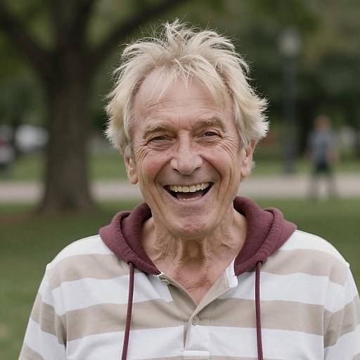 Joyful Older Man in Park Setting