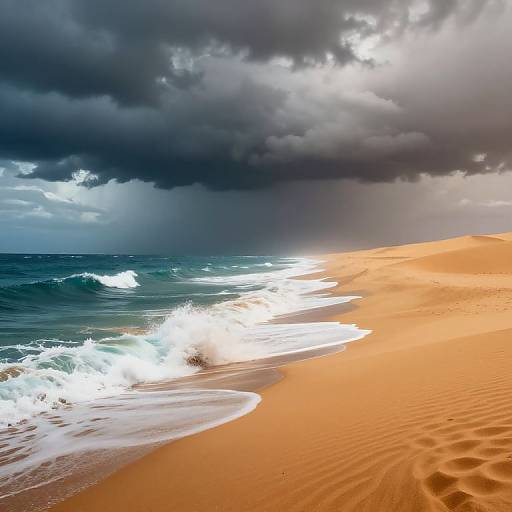Stormy Ocean and Peaceful Desert Split