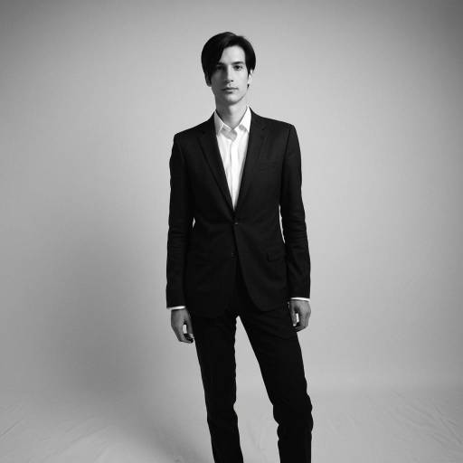 Elegant Man in Black Suit Monochrome Portrait