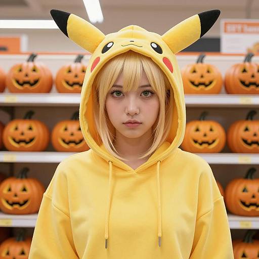Realistic Pikachu Costume in Pumpkin Shop