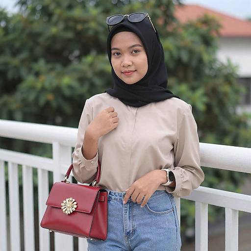 Young Southeast Asian Woman in Stylish Outfit