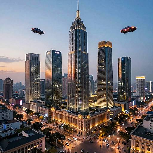 Futuristic Cyberpunk Metropolis at Dusk