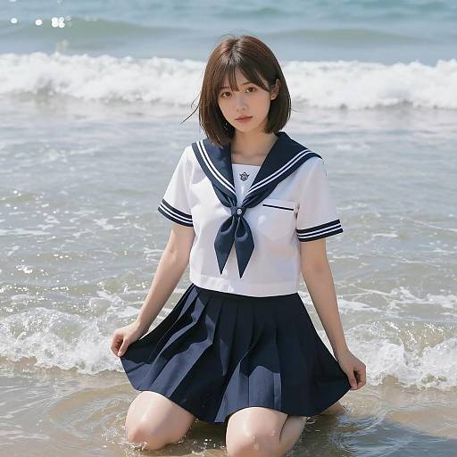 Sailor School Uniform by the Ocean