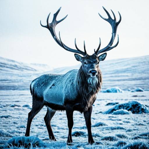 Glacial Stag in Frosty Tundra Art Glacial Stag in Frosty Tundra Art