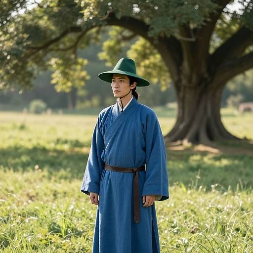 Serene Male Figure in Mystical Field