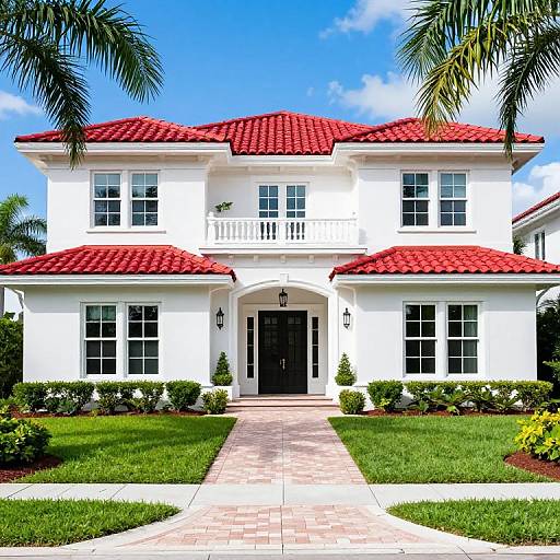 Luxury Two-Story Estate with Red Roof