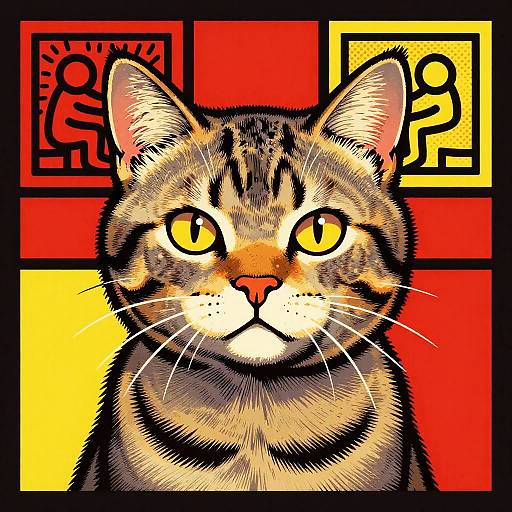 Pop Art Cat Illustration Fusion
