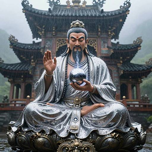 Indra, God of Thunder in Misty Temple