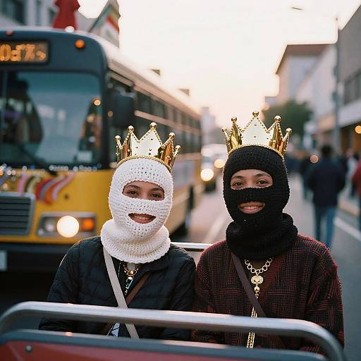 Renaissance Triplets with Crowns and Balaclavas