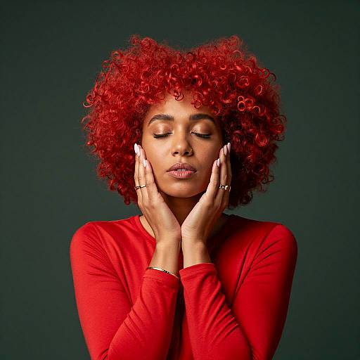 Vibrant Afro Beauty on Green Background