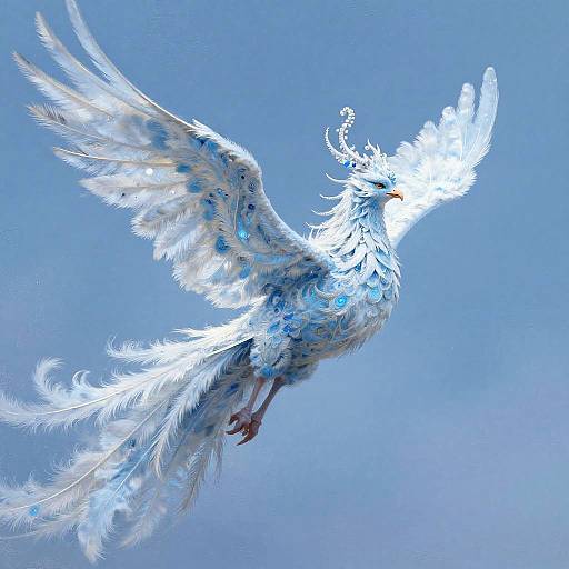 Mythical Ice Phoenix in Frozen Sky