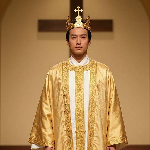 Regal Male in Gold Embroidered Robe
