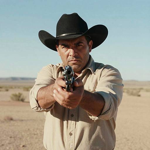 Serious Cowboy Aiming Revolver