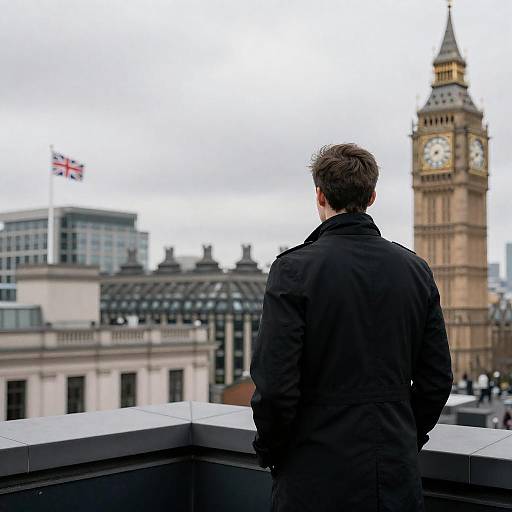 Man overlooking London skyline with Big Ben