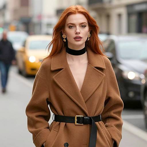Urban Elegance: Woman in Red Hair
