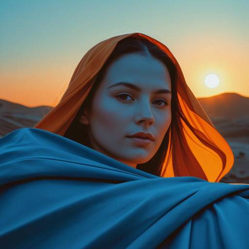 Hyperrealistic Titanium Woman at Sunset