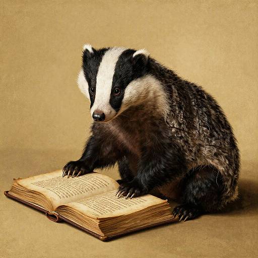Mannerist Badger Reading Ancient Tome