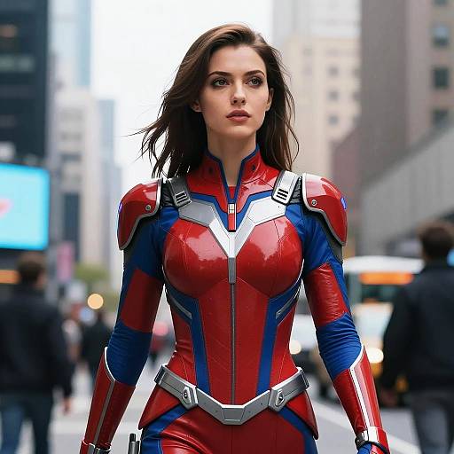 Woman in Futuristic Superhero Costume