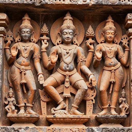 Intricate Hindu Stone Relief Close-Up