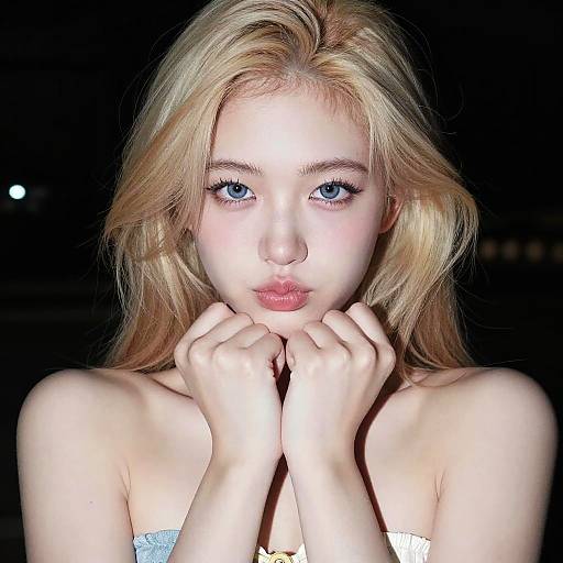 Closeup Portrait of Young Woman with Blonde Hair