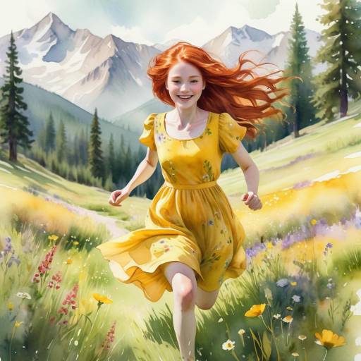 Joyful Girl in a Sunlit Meadow