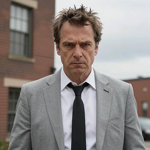 Middle-Aged Man in Gray Suit Portrait