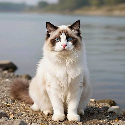 Ragdoll Cat Portrait on Riverbank