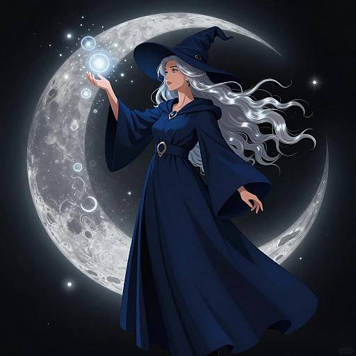 Enchanting Moon Witch in Pop Art