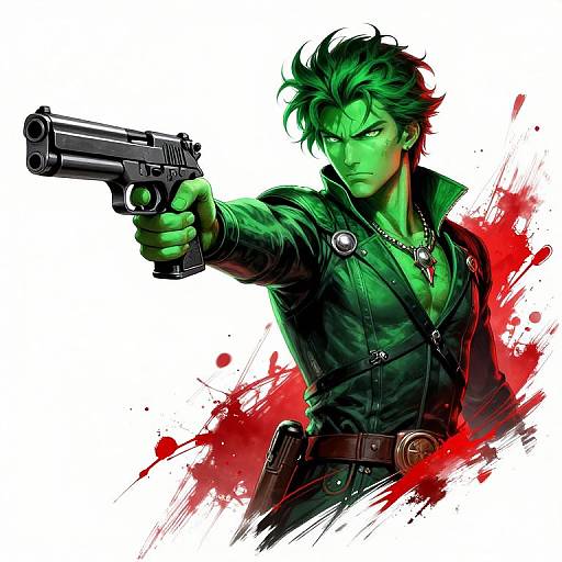 Rgb Character Holding Gun, Magical Style