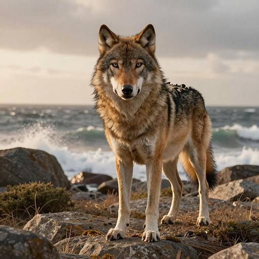 Windswept Coastal Anthro Wolf Portrait