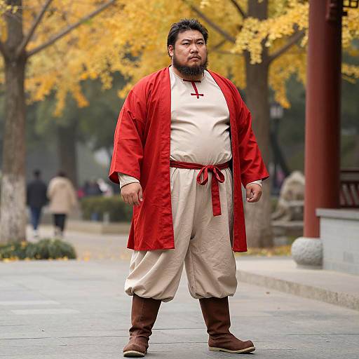 Middle-Aged Man in Autumn Costume