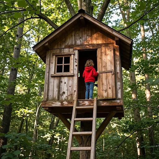 Cozy Wooden Treehouse in Forest
